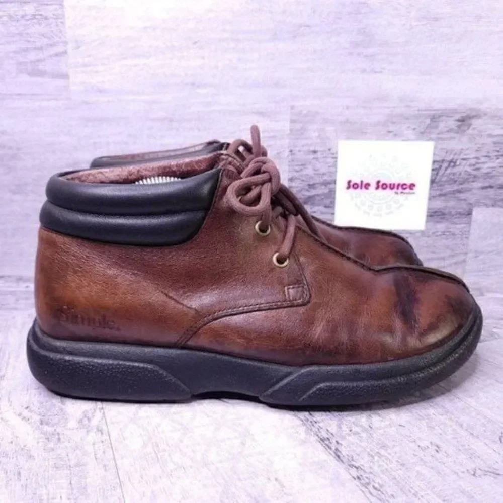 Simple Split Toe Lace Up Leather Chukka Ankle Boot Brown Men's sz 10